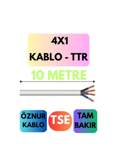 Öznur 4x1 Ttr Kablo Metre Seçenekli Beyaz - 10 Metre
