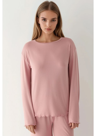 Hiccup Yumuşak Dokulu Rahat Kesim Uzun Kollu Pijama Takımı Toz Pembe