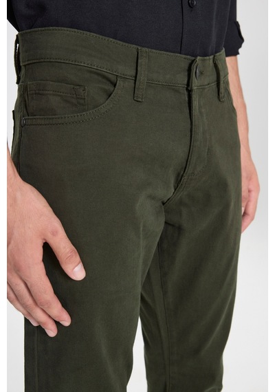 George Henry Pamuklu Slim Fit Dar Kesim 5 Cepli Esnek Chino Pantolon Haki
