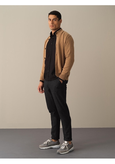 Xint Camel Regular Fit Dik Yaka Pamuklu Hırka 801663