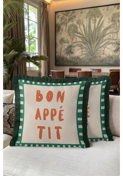 Dekoratif Bon Appetite Yazılı Saçaklı Yastık Kılıfı - Retro Typografi Gri Püsküllü Kırlent Kılıfı Uzak Vadi Mira Dekoratif Bon Appetite Yazılı Saçaklı Yastık Kılıfı - Retro Typografi Gri Püsküllü Kırlent Kılıfı Uzak Vadi Mira