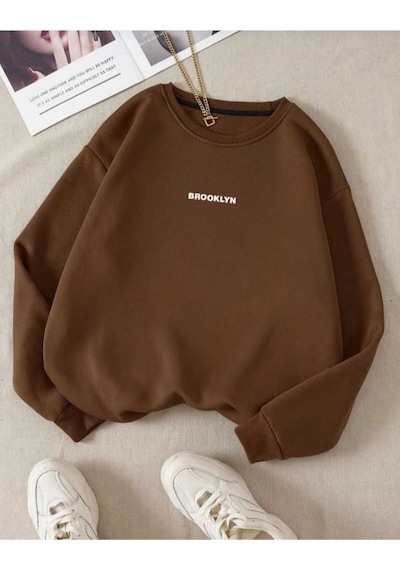 Kozia Outdoors Malkoçbey Oyaka Baskılı Oversize Unisex Sweatşhirt Kahve Kahve.