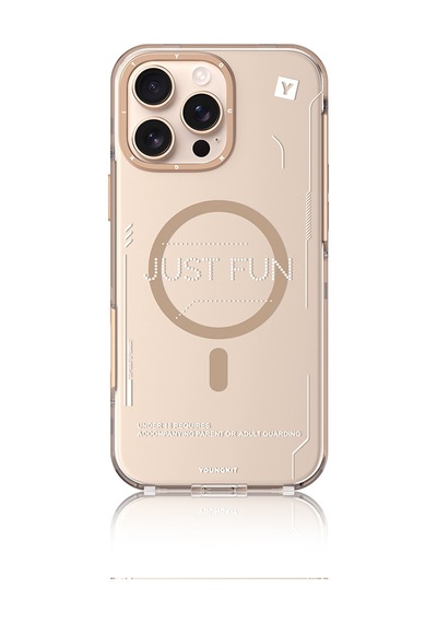 Apple Uyumlu iPhone 16 Pro Max Kılıf Magsafe Çıkarılabilir Arka Yüzeyli Youngkit Mecha Kapak Desert Gold
