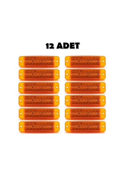 12 Adet 16 Ledli Çift Sıra Led Lamba Turuncu 12-24 Volt