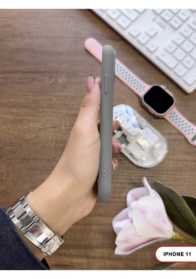 Apple iPhone 11 Uyumlu Kamera Korumalı Darbeye Dayanıklı Renk Atmayan Keep Silikon Kılıf Gri