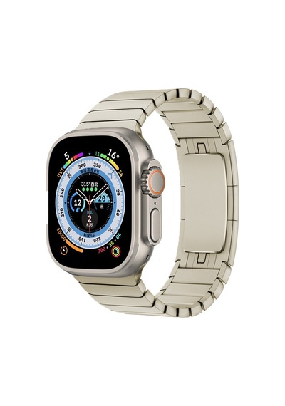 Kilifone - Apple Uyumlu  Watch Ultra 49mm - Kordon Metal Kordon - Krd-35 - Starlight - T24562