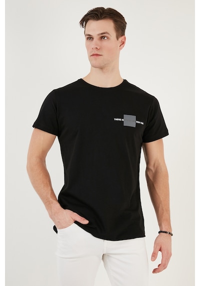 Buratti Bisiklet Yaka Pamuklu Slim Fit Erkek T Shirt 541There Siyah