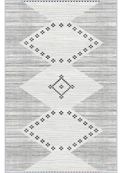 Rovigo Home Dijital Baskı Yıkanabilir Kaymaz Taban Salon Halısı Rvg0406 Gri