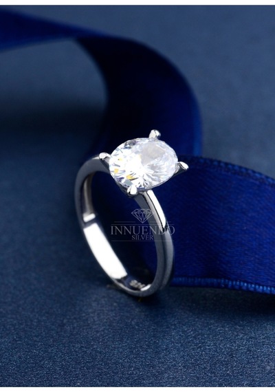925 Ayar Gümüş 10x8 Mm 4 Karat Oval Tektaş Gümüş