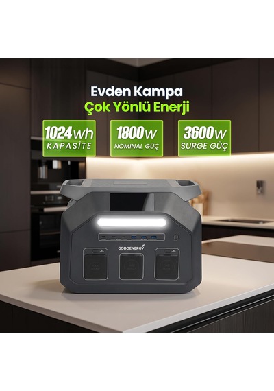 Goboenergy P1800 1024wh Lifepo4 Taşınabilir Güç İstasyonu, 1800w Sürekli 3600w Tepe Güç, 1200w Hızlı Şarj, 50