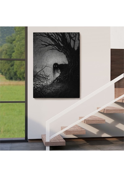 Es10 Karanlık I?çindeki Korkunç Bir Çift Göz Tablosu-6288 (50 x 70)
