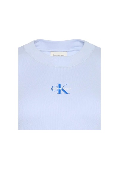 Calvin Klein Ls Monologo Baby Tee Kadın Mavi Uzun Kollu T-shirt-12034 Mavi
