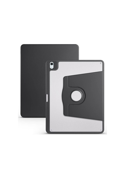 İpad Air 13 2025 M3 A3268-a3269-a3271 Uyumlu Kalem Bölmeli Dönebilen Standlı Termik Tablet Kılıfı - Siyah - T36486