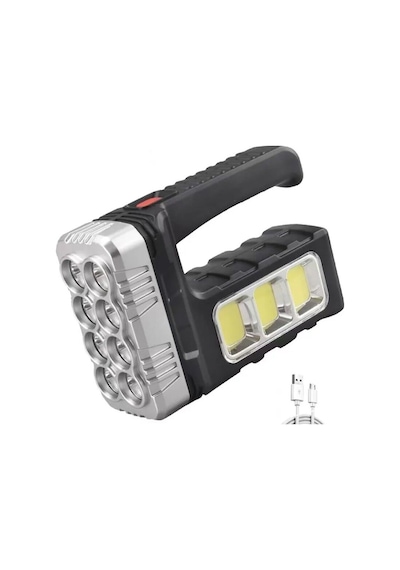 El Feneri Solar Panelli Ledli Powerbank Cob Fener Çok Renkli