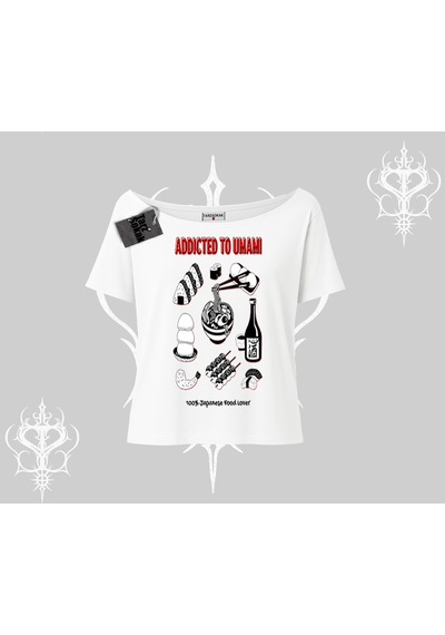 Tarzsokak Kayık Yaka Tshirt Japon Mutfağı Umami Temalı Baskılı Beyaz