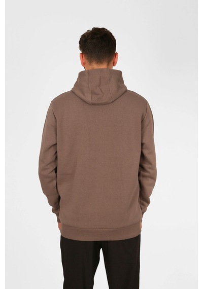 Nature The Brand Kapüşonlu Sweatshirt Fleto Cep Detaylı Reflektör Baskılı Şardonlu Siyah