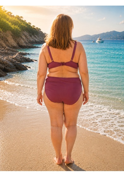 Büyük Beden Kaplı Büzgü Detaylı Sabit Pedli Siyah Bikini Takım Gülkurusu