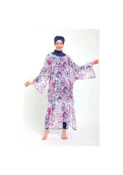 Desenli Şifon Pareo - Plaj Elbisesi Chlly Pembe