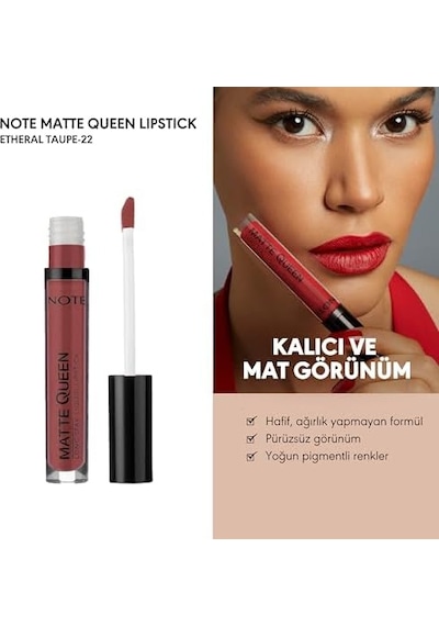 Lipstick 22 Etheral Taupe Kalıcı Likit Ruj, Kahverengi 0