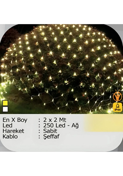 Elektrikhouse Led Peri Işığı 250 Led - Ağ - 2 X 2 Mt Çok Renkli