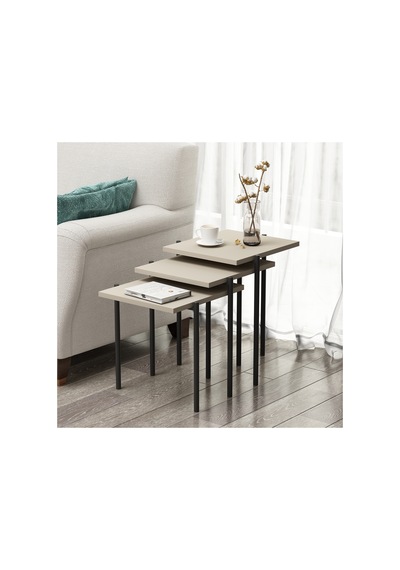 Jest Zigon Sehpa Kumtaşı Modern 3 Lü Yan Sehpa Takımı