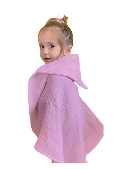 Joyous Mom Kids Organik Muslin Banyo Kese Ve Havlu Seti Koyu Pudra