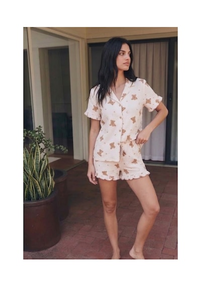 Fit Women Kadın Esnek Şortlu Bol Kar Beyaz Pijama Takımı