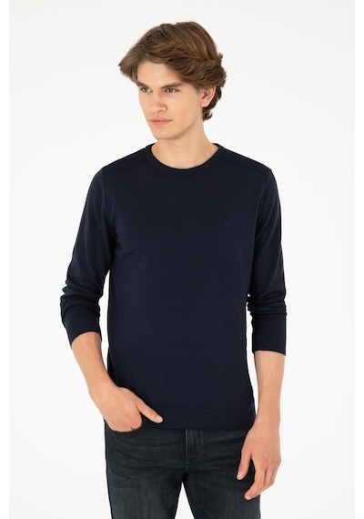 U.S. Polo Assn. Erkek Slim Fit Bisiklet Yaka Lacivert Basic Kazak 50288888-VR033