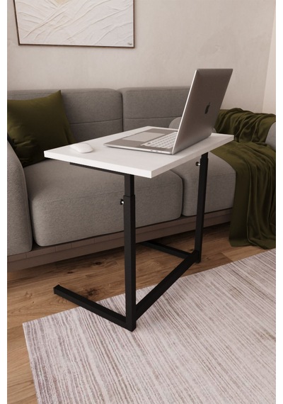 Yükseklik Ayarlı Laptop Masası - Çalışma Masası -beyaz - Siyah Beyaz - Siyah
