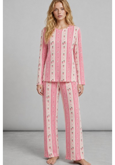 Kadın Bol Paça Relaxed Pembe Pijama Takımı 4692