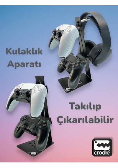 Çok Fonksiyonlu Metal Gaming Ps4 Ps5 Xbox Joystick Kontroller Tutucu Ve Kulaklık Dikey Standı