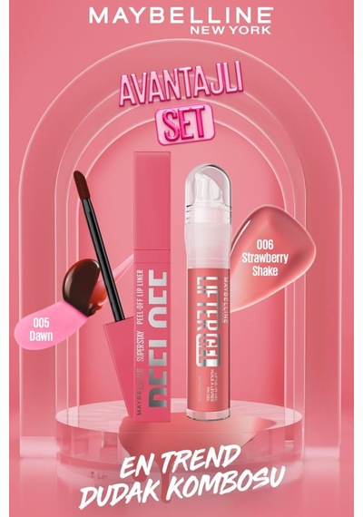 Super Stay Dudak Tinti Peel Off 005 Dawn&lifter Gel Dudak Parlatıcı 006 Strawberry Shake Dudak Kombo pktpeeloffliftergel6-11367 005 Dawn+006 Strawberry Shake