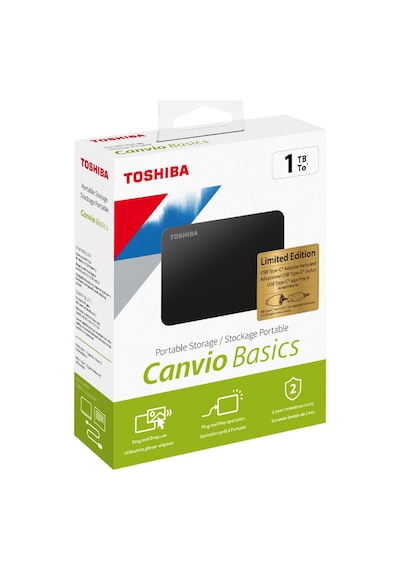 Toshiba Canvio Basics HDTB410EK3AB 1 TB 2.5" USB 3.2 Gen 1 Taşınabilir Disk + Type-C Adaptör