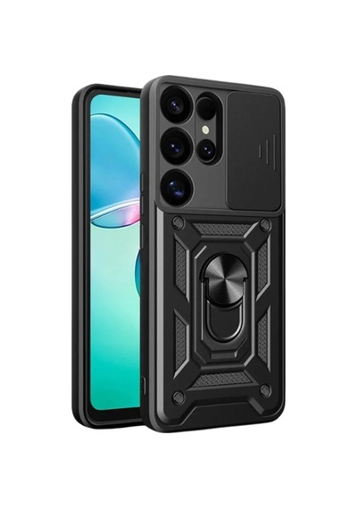 Uray Store Samsung Galaxy Uyumlu  S26 Ultra Pars Lens Yüzüklü Silikon - Siyah