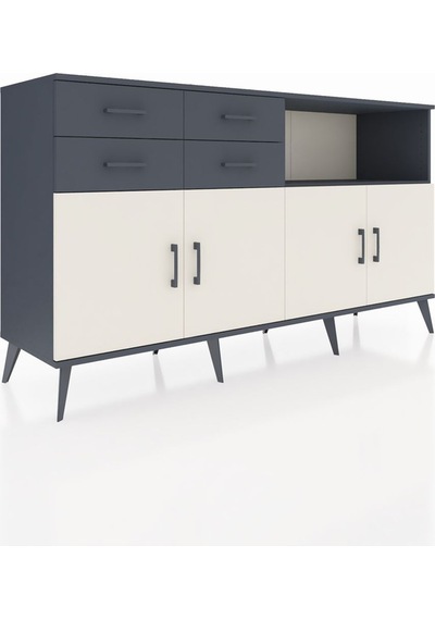 Hyperion Konsol 4 Raflı 4 Çekmeceli 4 Kapaklı 176x44x99 Antrasit- Antrasit-aytaşı/antrasit Hyperion Konsol 4 Raflı 4 Çekmeceli 4 Kapaklı 176x44x99 Antrasit- Antrasit-aytaşı/antrasit