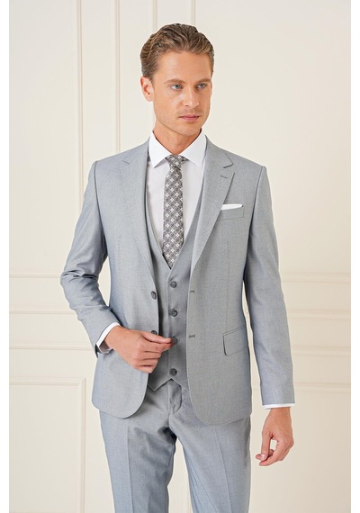 Efor Tk 903 Slim Fit Gri Klasik Takım Elbise Gri