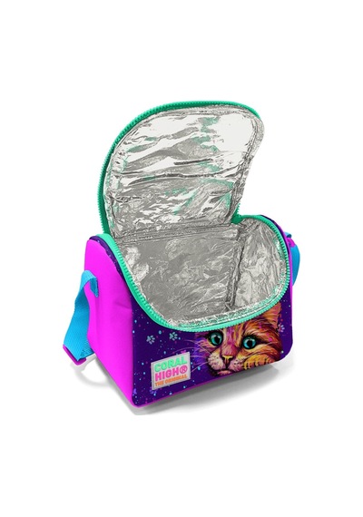 Coral High Pembe Mor Kedi Kız Çocuk Beslenme Çantası Seti Çok Renkli
