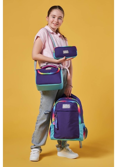 Coral High Kids Rainbow Fermuarlı Mor 3 Lü Okul Çanta Seti Set0123662
