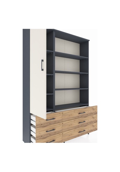 Arges Dolap 8 Raflı 6 Çekmeceli Tek Kapaklı 132x30x195 Antrasit-aytaşı/çam Aytası/atlas Çam Arges Dolap 8 Raflı 6 Çekmeceli Tek Kapaklı 132x30x195 Antrasit-aytaşı/çam Aytası/atlas Çam