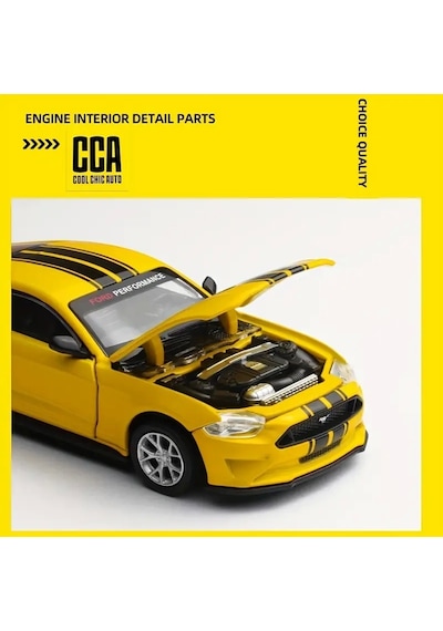 1 Kutu 1:42 Ford Mustang Gt 2018 Sarı Araba Modeli Modifiye Edilebilir, Kapıları Açılabilir, Aksesua