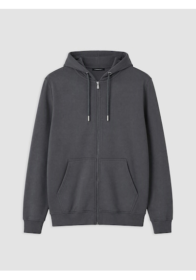 Lcwaıkıkı Classic Gri Kapüşonlu Erkek Fermuarlı Sweatshirt