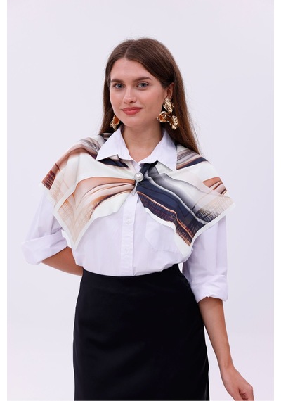 Sonsuz Dalga Model Fular Bandana Şal Estascarf 70x70 Cm Renkli