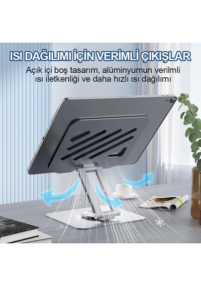 Lexroo Tablet Standı 360 Dönebilen Tablet Tutucu Katlanabilir Alüminyum Tablet Ve Telefon Standı