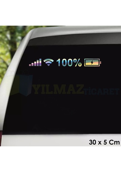 Batarya Pil Wifi Logo İcon Hologram Oto Cam Sticker Etiket