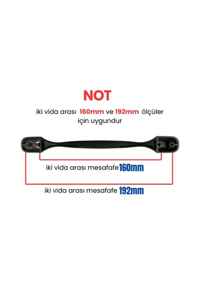 4 Adet Eymen Lüks Siyah Metal Mobilya Kulpu 160mm - 192mm Siyah