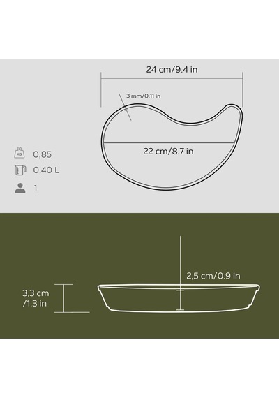 Lava Fajita Tabağı Damla Form Siyah Mat 10 X 20 Cm Siyah