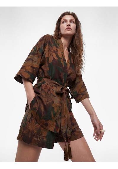 Koton Koton X Melis Ağazat - Püsküllü Kuşak Detaylı Floral Desenli Kimono Kahverengi Desenli 6sak50039ew Koton Koton X Melis Ağazat - Püsküllü Kuşak Detaylı Floral Desenli Kimono Kahverengi Desenli 6sak50039ew