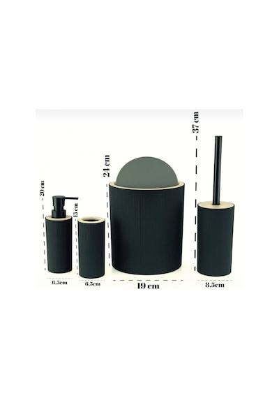 Arvale Quardi Banyo Seti Modern Çizgili - 7 Litre Kova 4 Parça Banyo Çöp Kovası Seti Beyaz