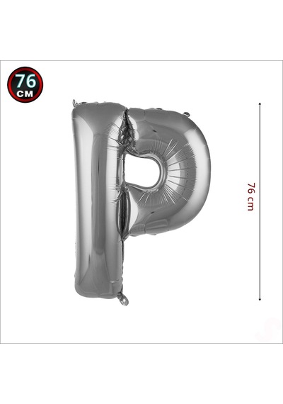 P Harf Gümüş Folyo Balon - 76 Cm