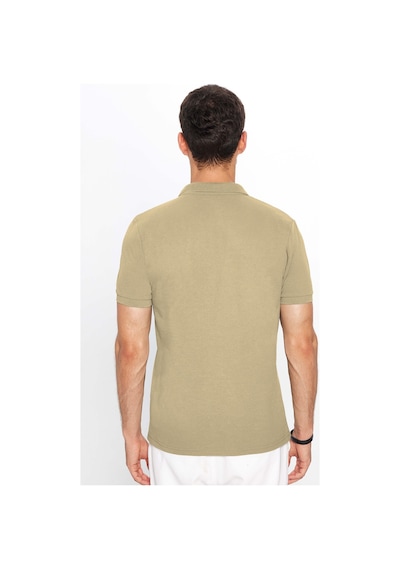 Tudors Erkek Slim Fit Dar Kesim Pamuklu Yumuşak Dokulu Serin Tutan Kumaş Düz Pike Bej Polo Yaka Tişört-33699 Bej